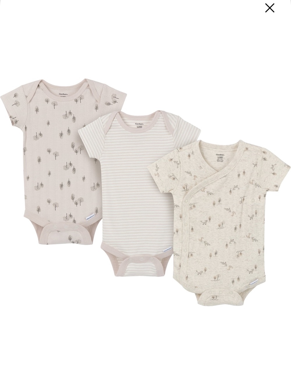Gerber Neutral Pink & Cream Short-Sleeve Baby One-Piece Bodysuit Set (3-Pack)